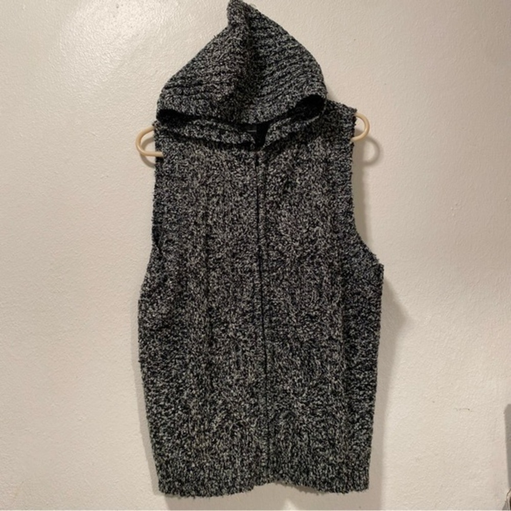 Coldwater Creek Vest Women’s Size XL Sweater Hooded Black Full Front Zip